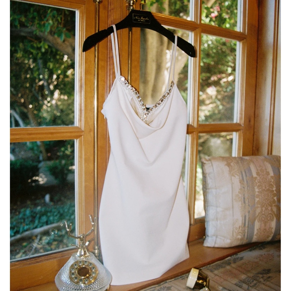 Nana Jacqueline Cream Mini Dress with Embellished Neckline - Like new!